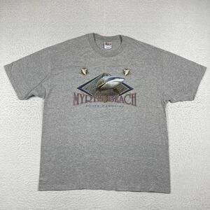Myrtle Beach Shirt‎ Mens XL Vintage 90s Shark Teeth Travel Vacation Beach Tee